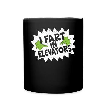 I Fart In Elevators Elevator Technician Repair - Full Colour Mug - black - Front