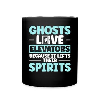 Ghosts Love Elevators Elevator Elevator Technician - Full Colour Mug - black - Front