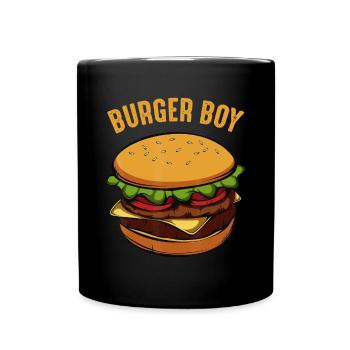Hamburger Cheeseburger Burger Boy Funny Fast Food - Tasse einfarbig - Schwarz - Vorne