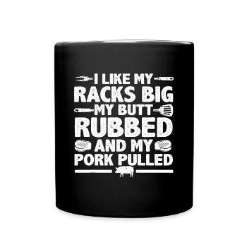 Grillades fraîches pour hommes femmes porc frotter fumer barbecue m - Mug uni - noir - Devant
