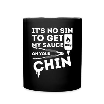 It's No Sin To Get My Sauce Funny BBQ Smoker Barbe - Full Colour Mug - black - Front
