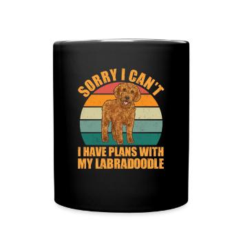Labradoodle Dog - Full Colour Mug - black - Front
