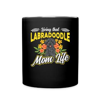 Labradoodle Dog - Full Colour Mug - black - Front