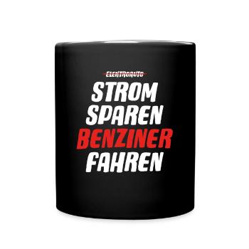 Strom sparen Verbrenner Benziner fahren Tuning Fun - Tasse einfarbig - Schwarz - Vorne