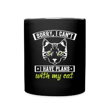 Funny Cats Design J’ai des plans avec mon Catbrown ca - Mug uni - noir - Devant