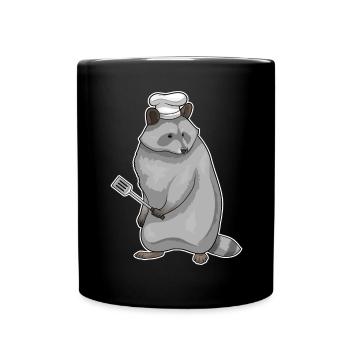 Waschbär Koch Pfannenwender Kochen - Tasse einfarbig - Schwarz - Vorne