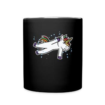 Schwimmer Einhorn - Tasse einfarbig - Schwarz - Vorne