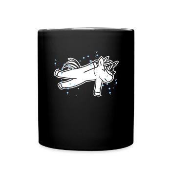 Einhorn Schwimmer - Tasse einfarbig - Schwarz - Vorne