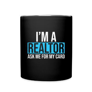 Ich bin ein Makler Fragen Sie mich nach meiner Karte Immobilienmakler - Tasse einfarbig - Schwarz - Vorne