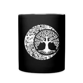 Baum des Lebens Cresent Mondphasen Mandala Yoga - Tasse einfarbig - Schwarz - Vorne