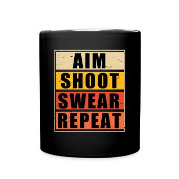 Dart & Bier Lustiger Darts Spruch - Tasse einfarbig - Schwarz - Vorne