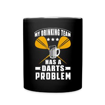 Dart & Bier Lustiger Darts Spruch - Tasse einfarbig - Schwarz - Vorne