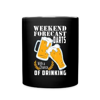 Dart & Bier Lustiger Darts Spruch - Tasse einfarbig - Schwarz - Vorne