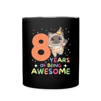 8th birthday cat Children eight years old - Full Colour Mug - black - Front