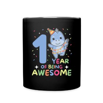 Dino for the 1st birthday for children one year old - Full Colour Mug - black - Front