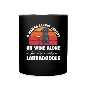 Labradoodle Dog - Full Colour Mug - black - Front