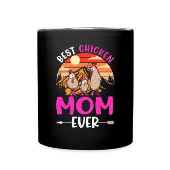 Beste Hühner Mama Landwirtin Bauer - Tasse einfarbig - Schwarz - Vorne