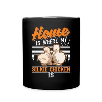 La maison est l’endroit où se trouve mon poulet en soie - Mug uni - noir - Devant