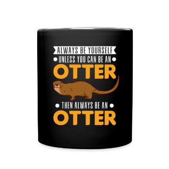 Otter Geschenk Fischotter Seeotter - Tasse einfarbig - Schwarz - Vorne