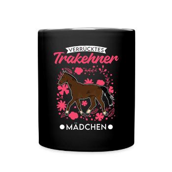 Verrücktes Trakehner Mädchen - Tasse einfarbig - Schwarz - Vorne