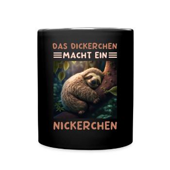 Das Dickerchen Macht Ein Nickerchen Morgenmuffel - Tasse einfarbig - Schwarz - Vorne