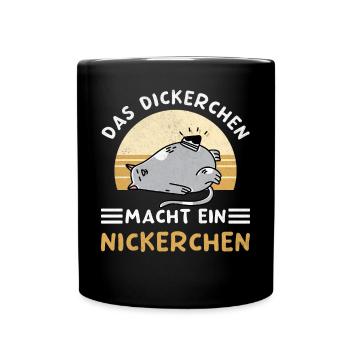 Das Dickerchen Macht Ein Nickerchen Morgenmuffel - Tasse einfarbig - Schwarz - Vorne