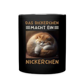 Das Dickerchen Macht Ein Nickerchen Morgenmuffel - Tasse einfarbig - Schwarz - Vorne