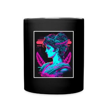 Vaporwave Griechische Mythologie Gott Neon Olymp - Tasse einfarbig - Schwarz - Vorne