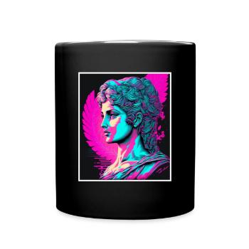 Vaporwave Griechische Mythologie Gott Neon Olymp - Tasse einfarbig - Schwarz - Vorne