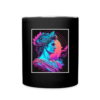 Vaporwave Griechische Mythologie Gott Neon Olymp - Tasse einfarbig - Schwarz - Vorne