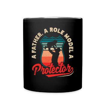 Father Role Model Protector Father's Day Design - Full Colour Mug - black - Front