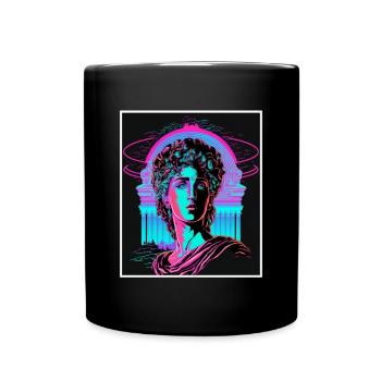 Vaporwave Griechische Mythologie Gott Neon Olymp - Tasse einfarbig - Schwarz - Vorne