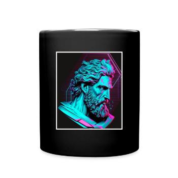 Vaporwave Griechische Mythologie Gott Neon Olymp - Tasse einfarbig - Schwarz - Vorne