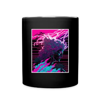 Vaporwave Griechische Mythologie Gott Neon Olymp - Tasse einfarbig - Schwarz - Vorne