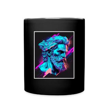 Vaporwave Griechische Mythologie Gott Neon Olymp - Tasse einfarbig - Schwarz - Vorne