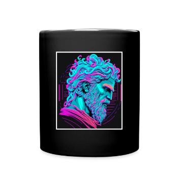 Vaporwave Griechische Mythologie Gott Neon Olymp - Tasse einfarbig - Schwarz - Vorne