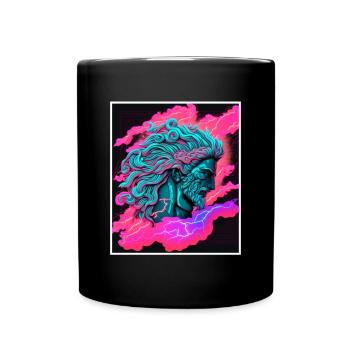 Vaporwave Griechische Mythologie Gott Neon Olymp - Tasse einfarbig - Schwarz - Vorne