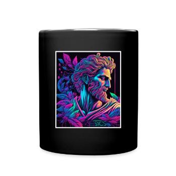 Vaporwave Griechische Mythologie Gott Neon Olymp - Tasse einfarbig - Schwarz - Vorne
