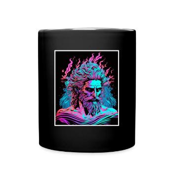 Vaporwave Griechische Mythologie Gott Neon Olymp - Tasse einfarbig - Schwarz - Vorne