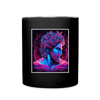 Vaporwave Griechische Mythologie Gott Neon Olymp - Tasse einfarbig - Schwarz - Vorne
