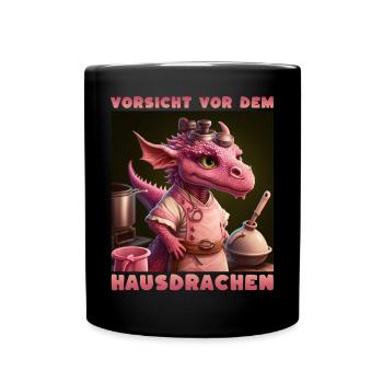 Vorsicht Vor Dem Hausdrachen - Tasse einfarbig - Schwarz - Vorne