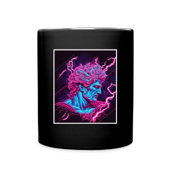 Vaporwave Griechische Mythologie Gott Neon Olymp - Tasse einfarbig - Schwarz - Vorne