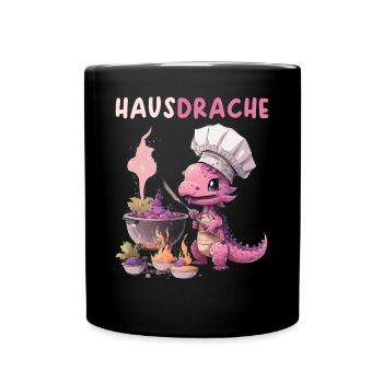 Hausdrache Hausdrachen Mutter Schwiegermama - Tasse einfarbig - Schwarz - Vorne