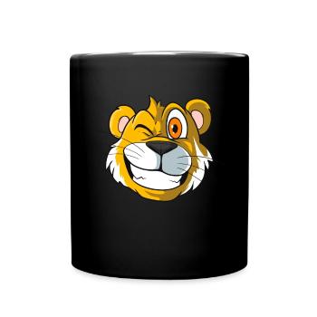 Cute Cartoon Tiger Head Tiger - Full Colour Mug - black - Front