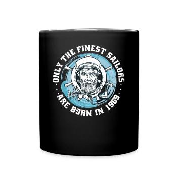 sailor born 1969 birthday sailboat funny - Full Colour Mug - black - Front