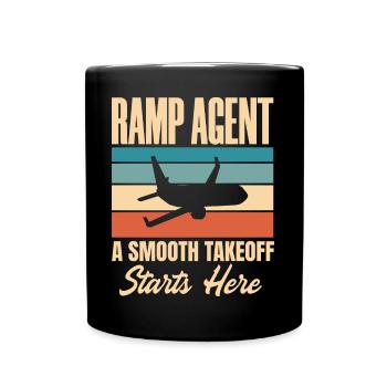 Ramp Agent A Smooth Takeoff Starts Here - Full Colour Mug - black - Front