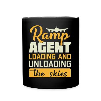 Ramp Agent Loading And Unloading The Skies - Full Colour Mug - black - Front