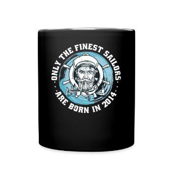 sailor vintage 2014 birthday sailboat funny - Full Colour Mug - black - Front