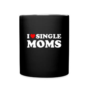 Funny Love Dating I Love Single Momsswipe leftsing - Full Colour Mug - black - Front