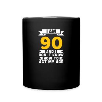 90 Years Old 90th Funny Birthday Gift - Full Colour Mug - black - Front